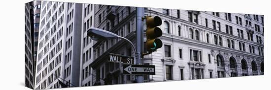 Traffic Light in Front of a Building, Wall Street, New York, USA-null-Stretched Canvas