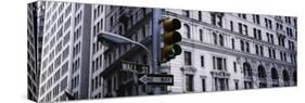 Traffic Light in Front of a Building, Wall Street, New York, USA-null-Stretched Canvas