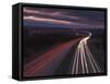 Traffic Light Trails in the Evening on the M1 Motorway Near Junction 28, Derbyshire, England, UK-Neale Clarke-Framed Stretched Canvas