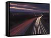 Traffic Light Trails in the Evening on the M1 Motorway Near Junction 28, Derbyshire, England, UK-Neale Clarke-Framed Stretched Canvas