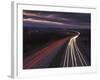Traffic Light Trails in the Evening on the M1 Motorway Near Junction 28, Derbyshire, England, UK-Neale Clarke-Framed Photographic Print