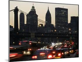 Traffic Moves South Towards Lower Manhattan During Rush Hour-null-Mounted Premium Photographic Print