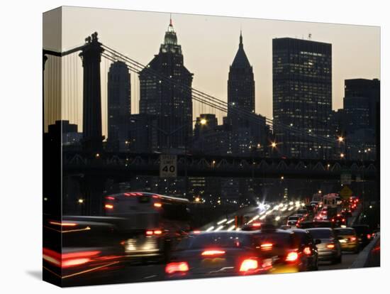 Traffic Moves South Towards Lower Manhattan During Rush Hour-null-Stretched Canvas