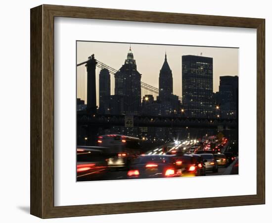 Traffic Moves South Towards Lower Manhattan During Rush Hour-null-Framed Photographic Print