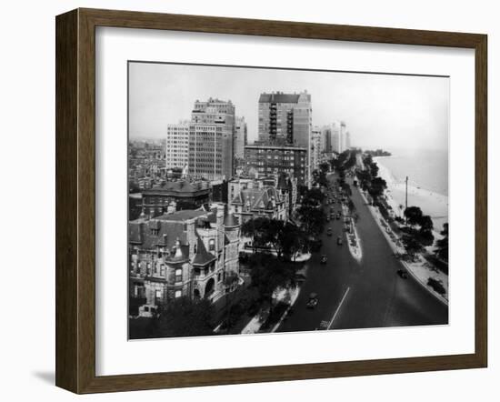Traffic Moving Down Lake Shore Drive-null-Framed Photographic Print