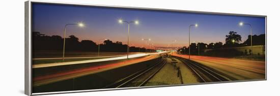 Traffic Moving in the City, Mass Transit Tracks, Kennedy Expressway, Chicago, Illinois, USA-null-Framed Photographic Print