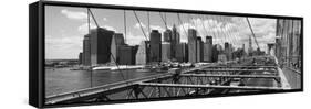 Traffic on a Bridge, Brooklyn Bridge, Manhattan, New York City, New York State, USA-null-Framed Stretched Canvas
