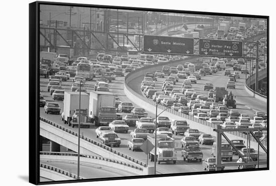 Traffic on A Busy La Freeway.-null-Framed Stretched Canvas