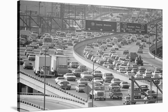 Traffic on A Busy La Freeway.-null-Stretched Canvas