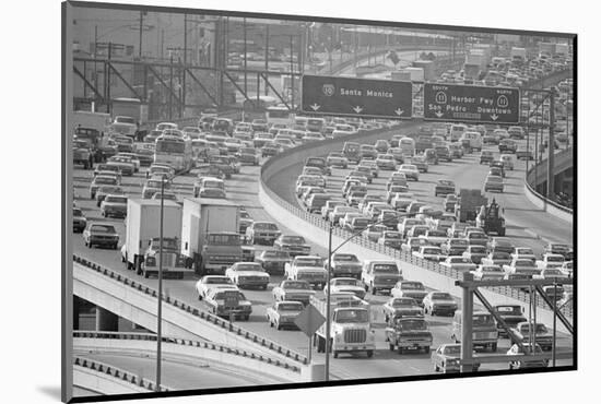 Traffic on A Busy La Freeway.-null-Mounted Photographic Print