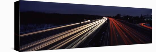 Traffic on a Road at Evening, Autobahn 5, Hessen, Frankfurt, Germany-null-Stretched Canvas