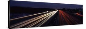Traffic on a Road at Evening, Autobahn 5, Hessen, Frankfurt, Germany-null-Stretched Canvas