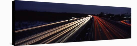 Traffic on a Road at Evening, Autobahn 5, Hessen, Frankfurt, Germany-null-Stretched Canvas