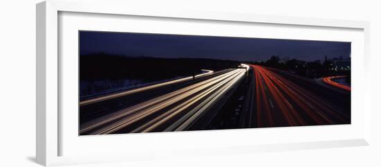 Traffic on a Road at Evening, Autobahn 5, Hessen, Frankfurt, Germany-null-Framed Photographic Print