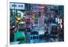 Traffic on a Street at Night, Des Voeux Road Central, Central District, Hong Kong Island, Hong Kong-null-Framed Photographic Print