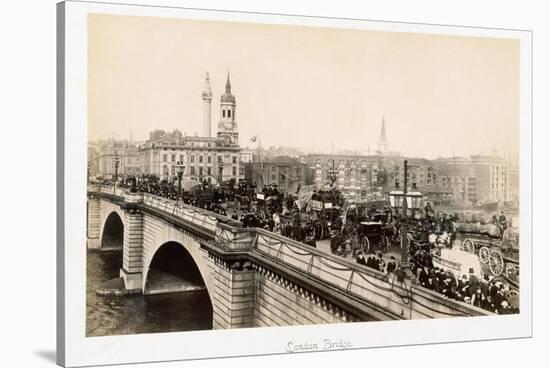 Traffic on London Bridge-Philip de Bay-Stretched Canvas