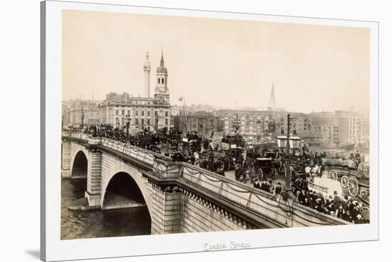 Traffic on London Bridge-Philip de Bay-Stretched Canvas