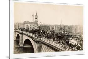 Traffic on London Bridge-Philip de Bay-Stretched Canvas