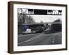 Traffic on M27 Motorway junction slip road-null-Framed Photographic Print