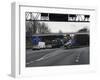 Traffic on M27 Motorway junction slip road-null-Framed Photographic Print