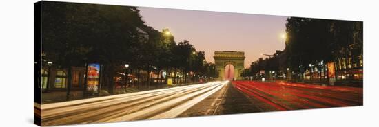 Traffic on the Road, Avenue Des Champs-Elysees, Arc De Triomphe, Paris, Ile-De-France, France-null-Stretched Canvas