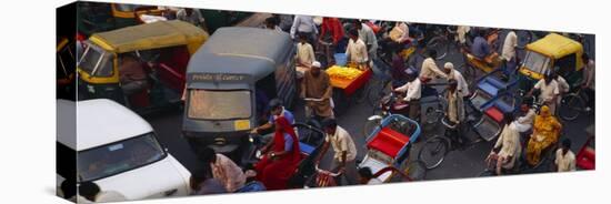 Traffic on the Street, Old Delhi, Delhi, India-null-Stretched Canvas