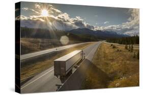 Traffic on Trans Canada Highway 1, Canadian Rockies, Banff National Park, UNESCO World Heritage Sit-Frank Fell-Stretched Canvas