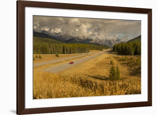 Traffic on Trans Canada Highway 1, Canadian Rockies, Banff National Park, UNESCO World Heritage Sit-Frank Fell-Framed Photographic Print