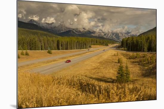 Traffic on Trans Canada Highway 1, Canadian Rockies, Banff National Park, UNESCO World Heritage Sit-Frank Fell-Mounted Photographic Print