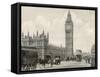 Traffic on Westminster Bridge by the Houses of Parliament, London, England-null-Framed Stretched Canvas