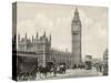 Traffic on Westminster Bridge by the Houses of Parliament, London, England-null-Stretched Canvas