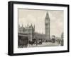 Traffic on Westminster Bridge by the Houses of Parliament, London, England-null-Framed Photographic Print