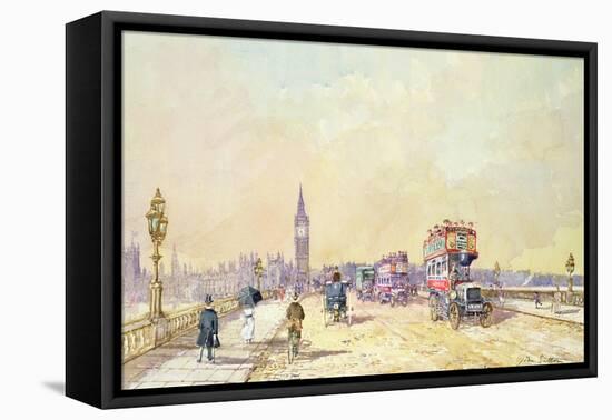 Traffic on Westminster Bridge-John Sutton-Framed Stretched Canvas