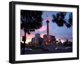 Traffic Passes by the Angel of Independence Monument in the Heart of Mexico City-John Moore-Framed Premium Photographic Print
