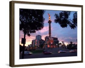 Traffic Passes by the Angel of Independence Monument in the Heart of Mexico City-John Moore-Framed Photographic Print