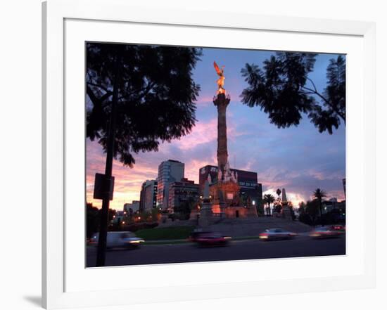 Traffic Passes by the Angel of Independence Monument in the Heart of Mexico City-John Moore-Framed Photographic Print