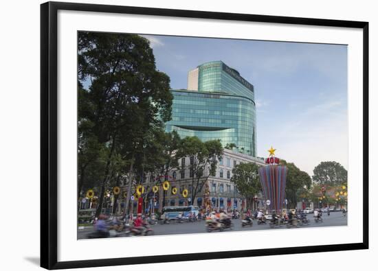 Traffic Passing Diamond Plaza, Ho Chi Minh City, Vietnam, Indochina, Southeast Asia, Asia-Ian Trower-Framed Photographic Print