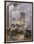 Traffic Passing the Smoking Chimneys of Horrockses Crewdson and Co-C.e. Turner-Framed Art Print