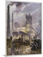 Traffic Passing the Smoking Chimneys of Horrockses Crewdson and Co-C.e. Turner-Mounted Art Print