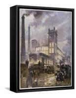 Traffic Passing the Smoking Chimneys of Horrockses Crewdson and Co-C.e. Turner-Framed Stretched Canvas