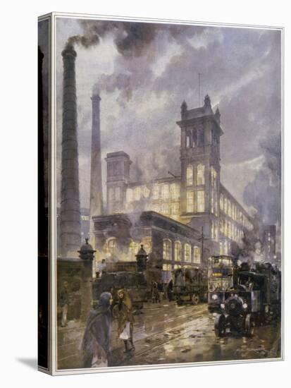 Traffic Passing the Smoking Chimneys of Horrockses Crewdson and Co-C.e. Turner-Stretched Canvas
