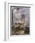 Traffic Passing the Smoking Chimneys of Horrockses Crewdson and Co-C.e. Turner-Framed Art Print