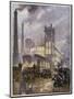 Traffic Passing the Smoking Chimneys of Horrockses Crewdson and Co-C.e. Turner-Mounted Art Print