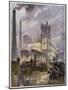 Traffic Passing the Smoking Chimneys of Horrockses Crewdson and Co-C.e. Turner-Mounted Art Print