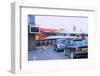 Traffic queue at level crossing in Brockenhurst, Hampshire-null-Framed Photographic Print