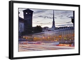 Traffic Rushes Through Piazza Castello, Turin, Piedmont, Italy, Europe-Julian Elliott-Framed Photographic Print