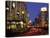 Traffic Trails and Theatre Signs at Night Near Piccadilly Circus, London, England-Lee Frost-Stretched Canvas