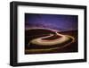 Traffic trails on a road next to the Irati forest, Navarre, Spain, Europe-David Rocaberti-Framed Photographic Print