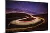 Traffic trails on a road next to the Irati forest, Navarre, Spain, Europe-David Rocaberti-Mounted Photographic Print