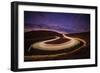 Traffic trails on a road next to the Irati forest, Navarre, Spain, Europe-David Rocaberti-Framed Photographic Print